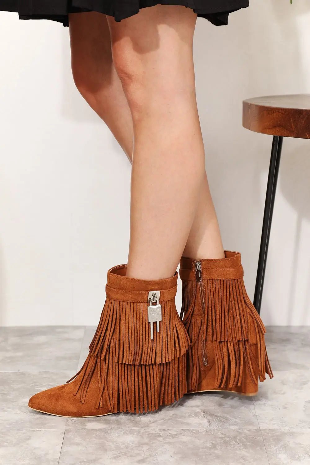 Legend Women's Tassel Wedge Heel Ankle Booties - Celeste    