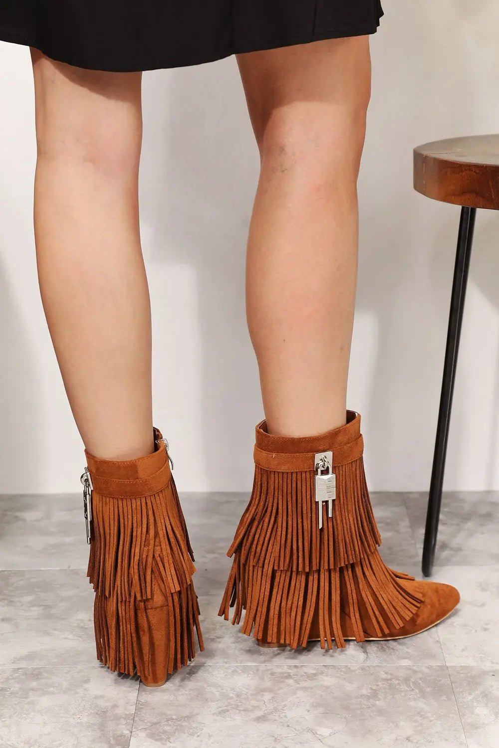 Legend Women's Tassel Wedge Heel Ankle Booties - Celeste    