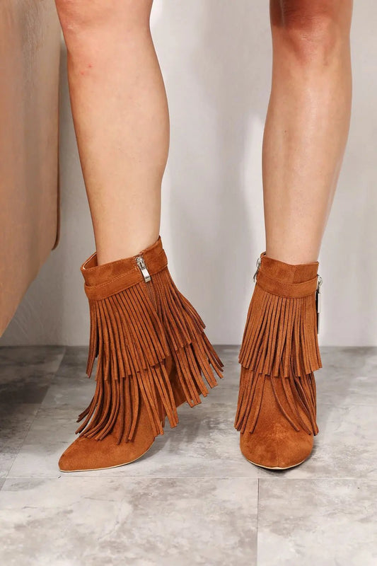 Legend Women's Tassel Wedge Heel Ankle Booties - Celeste    