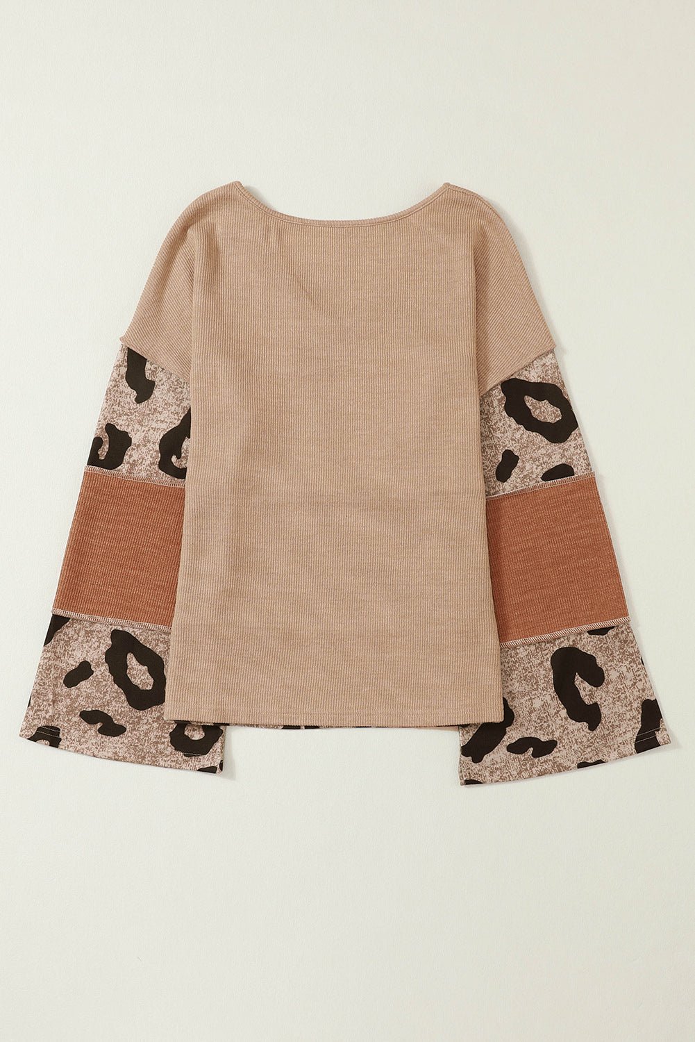 Leopard Colorblock Knit Top - Celeste  Tops/Long Sleeve Tops  