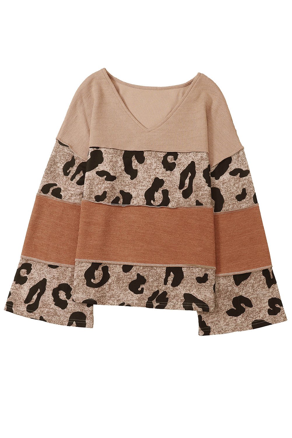 Leopard Colorblock Knit Top - Celeste  Tops/Long Sleeve Tops  
