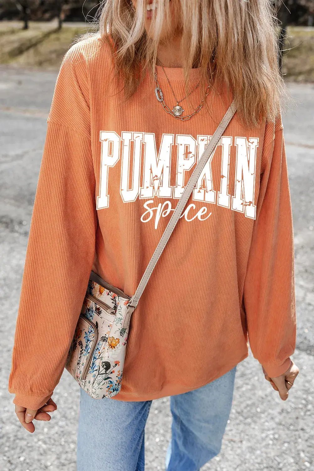 Letter Graphic Long Sleeve Sweatshirt - Celeste    