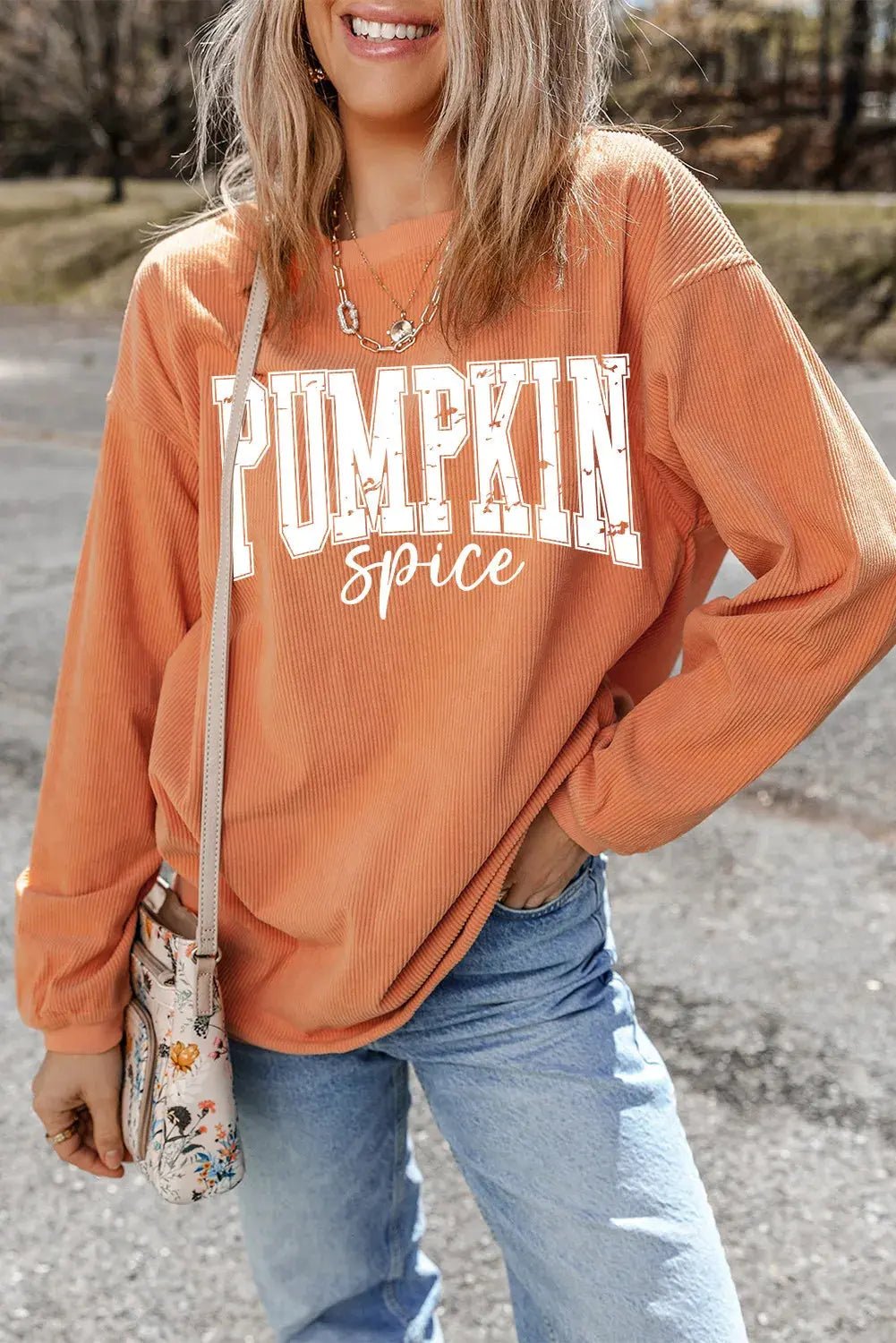 Letter Graphic Long Sleeve Sweatshirt - Celeste    