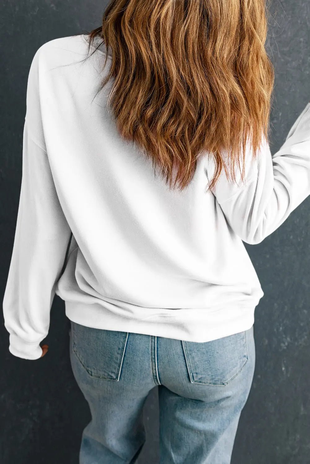 Letter Graphic Round Neck Long Sleeve Sweatshirt - Celeste    