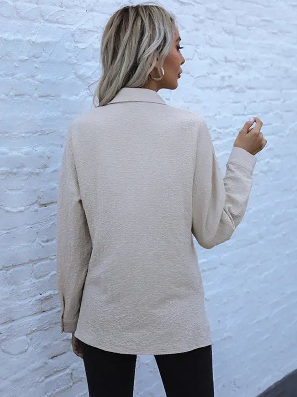 Long Sleeve Solid Button Down Top - Celeste    