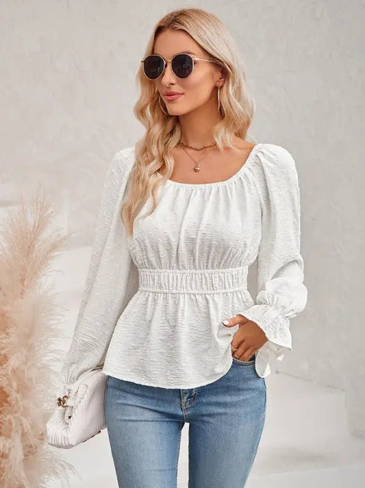 Lotus Leaf Elegant Blouse - Celeste    