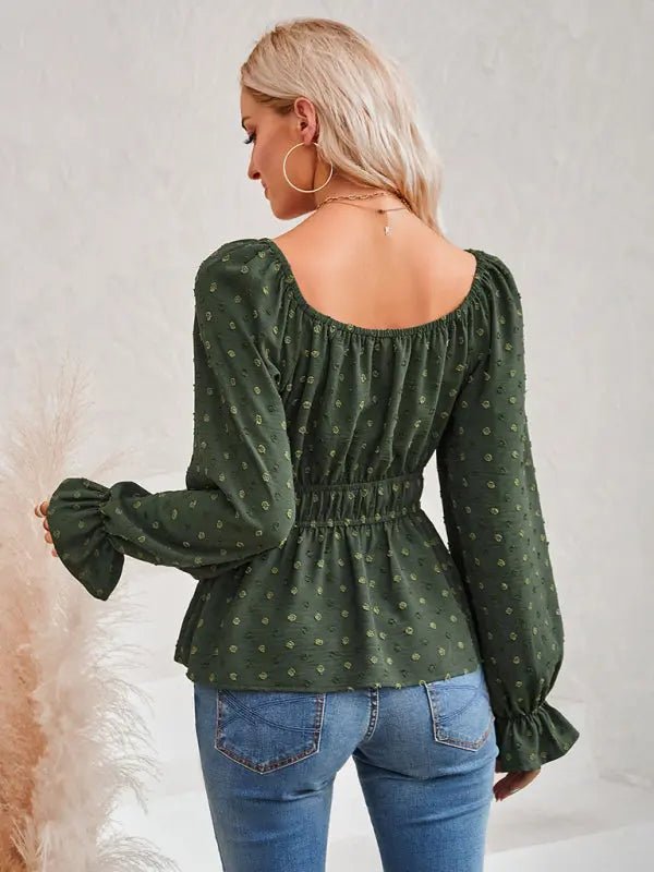 Lotus Leaf Elegant Blouse - Celeste    