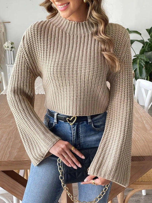 Mock Neck Long Sleeve Sweater - Celeste    