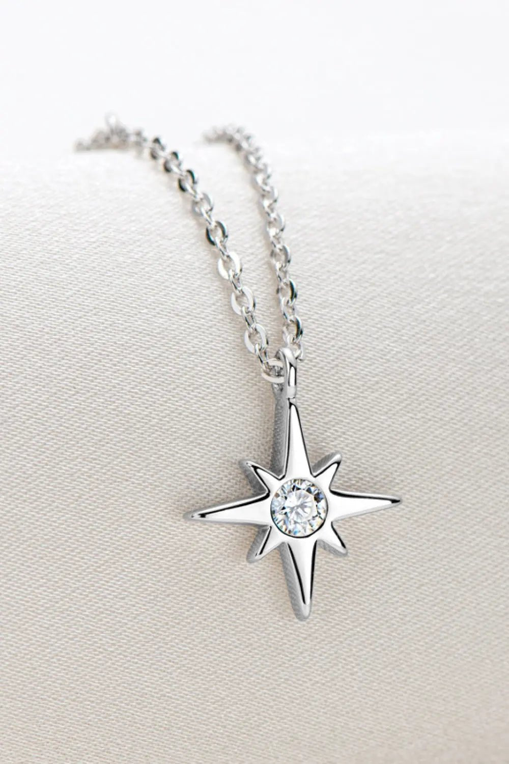 Moissanite North Star Pendant 925 Sterling Silver Necklace - Celeste    