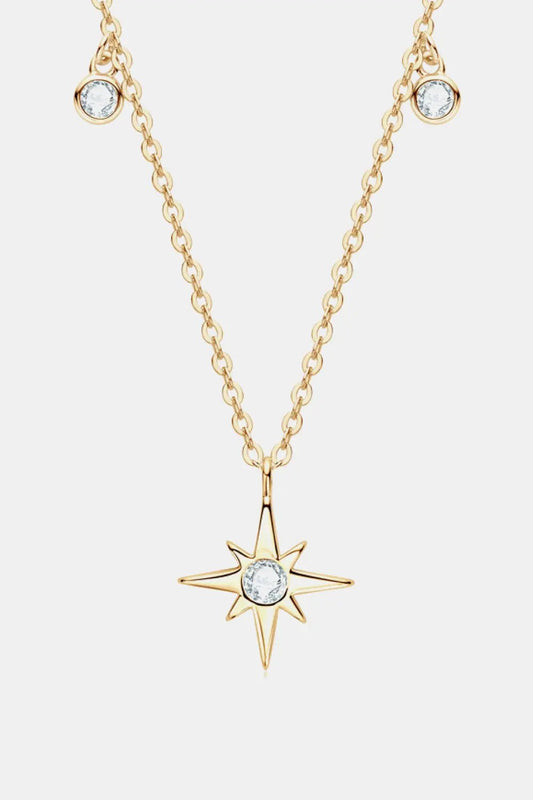 Moissanite North Star Pendant 925 Sterling Silver Necklace - Celeste    
