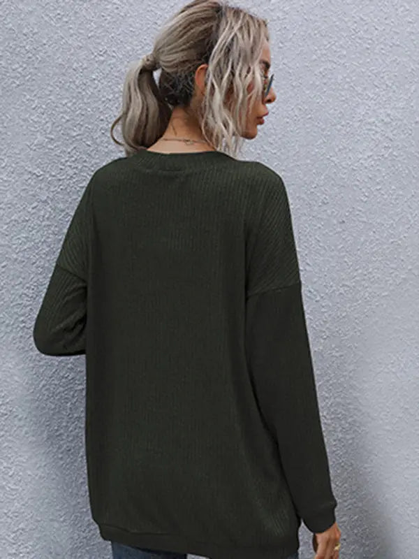 New casual women's basic long-sleeved solid color long sweater cardigacasual women'