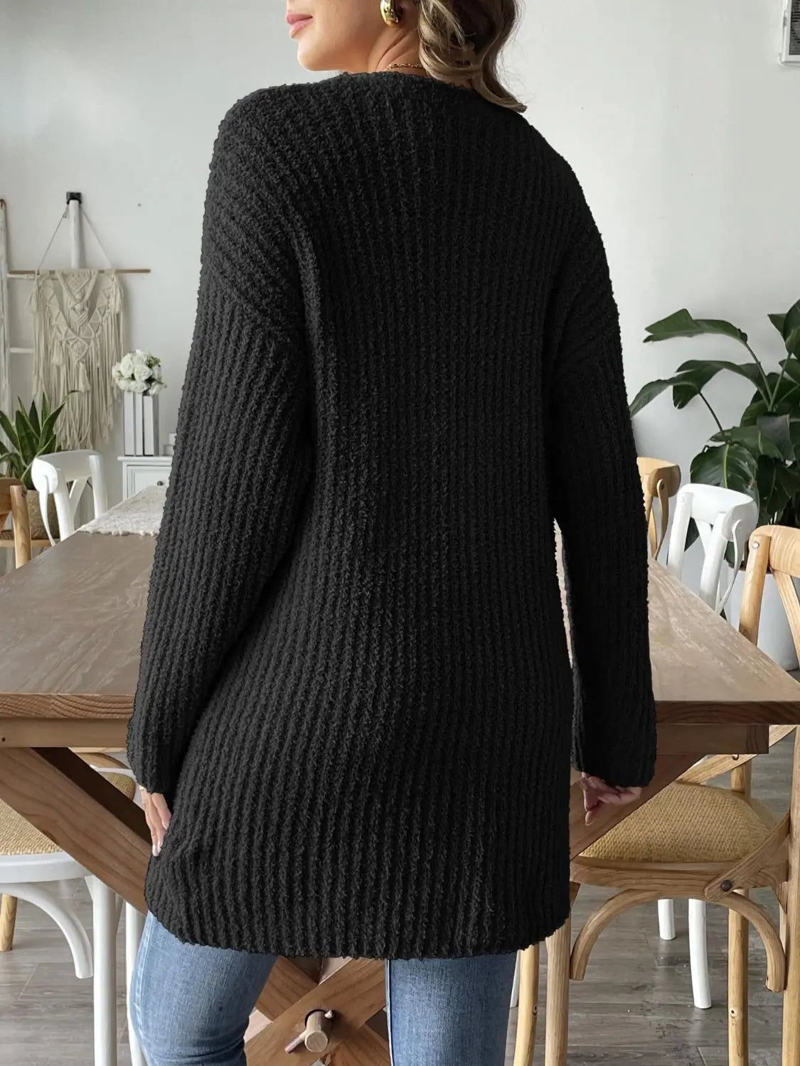 Open Front Long Sleeve Cardigan - Celeste    