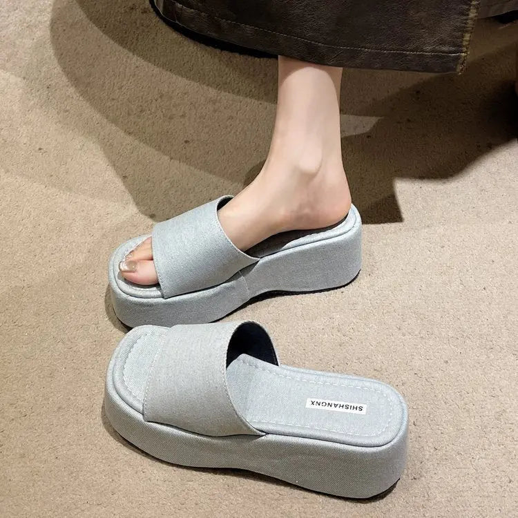 Open Front Platform Sandals - Celeste    
