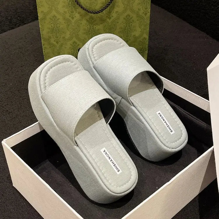 Open Front Platform Sandals - Celeste    