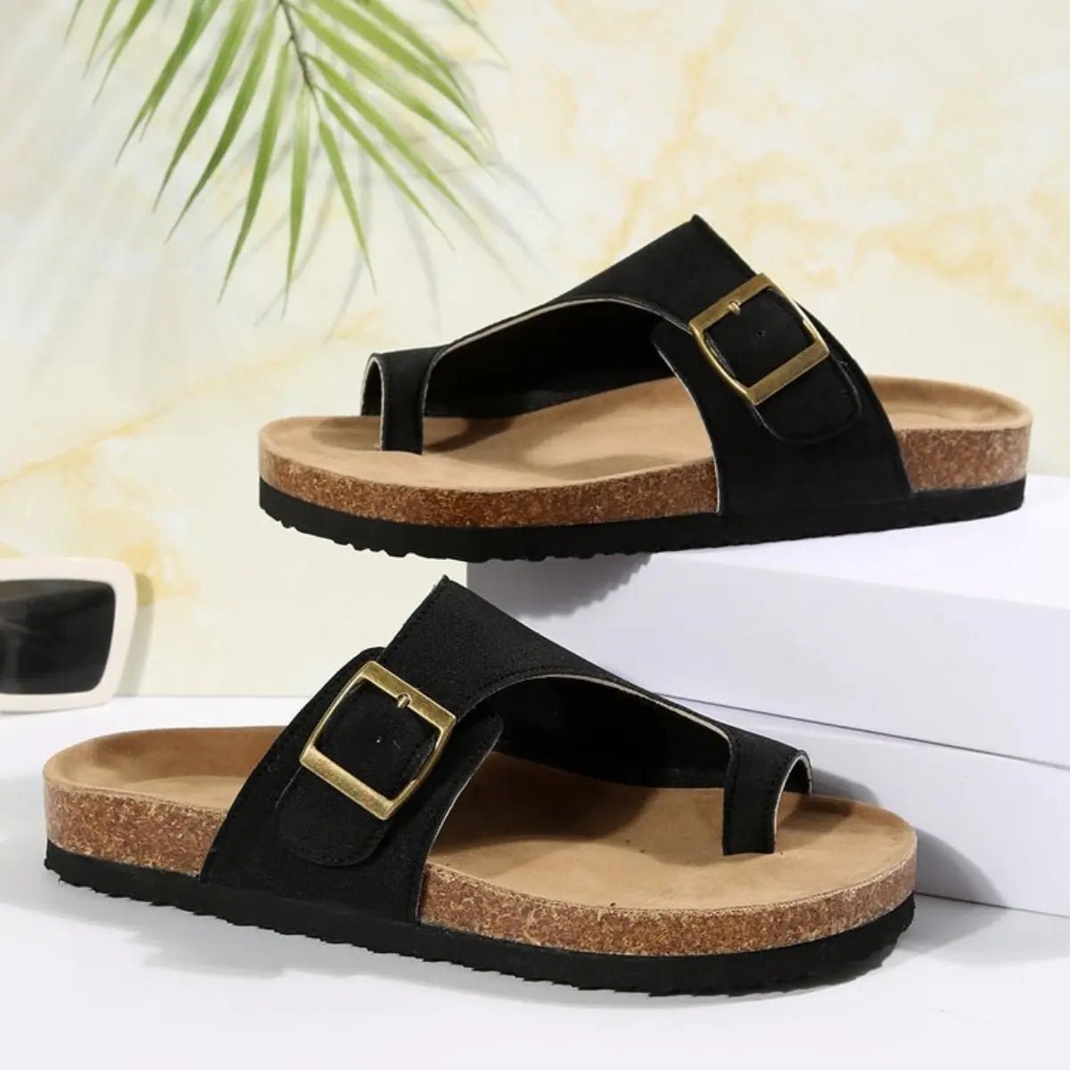 Open Toe Buckle Sandals - Celeste    