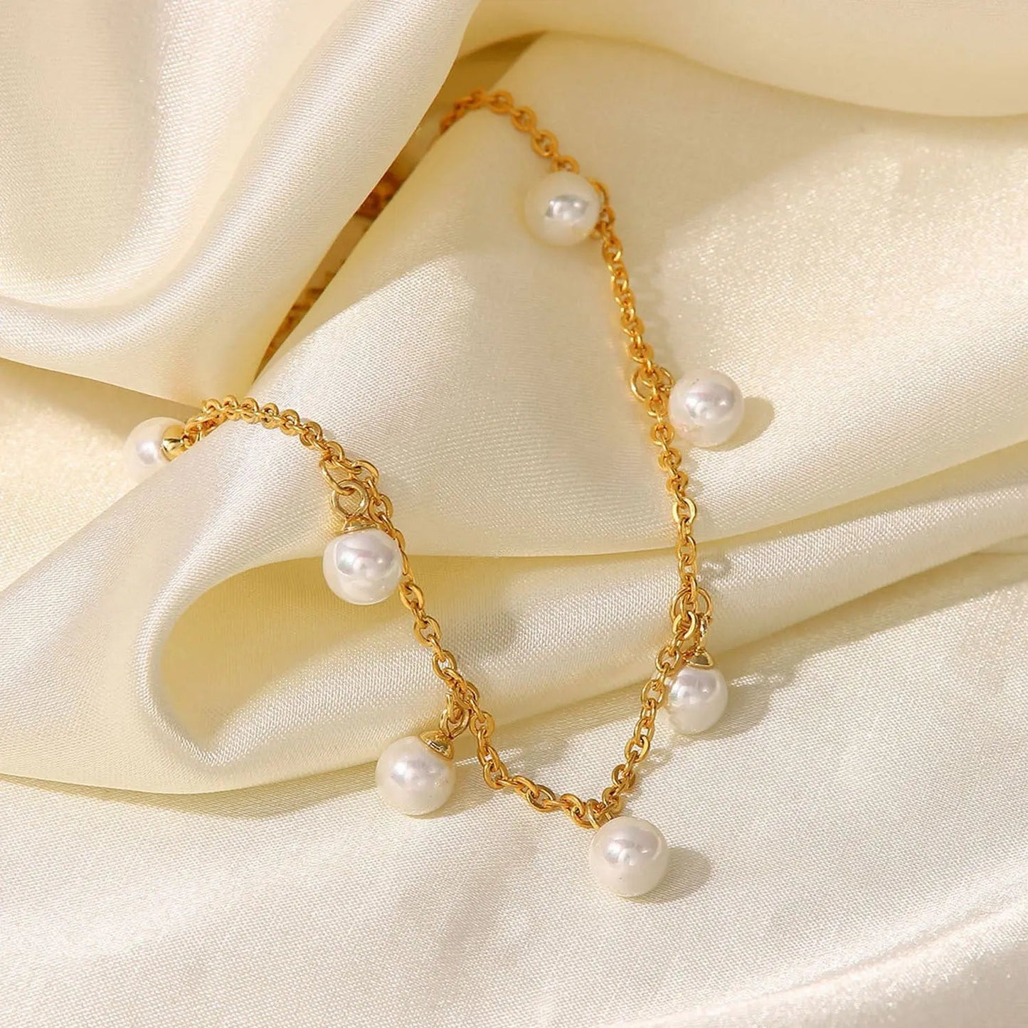 Pearl 18K Gold-Plated Charm Anklet - Celeste    