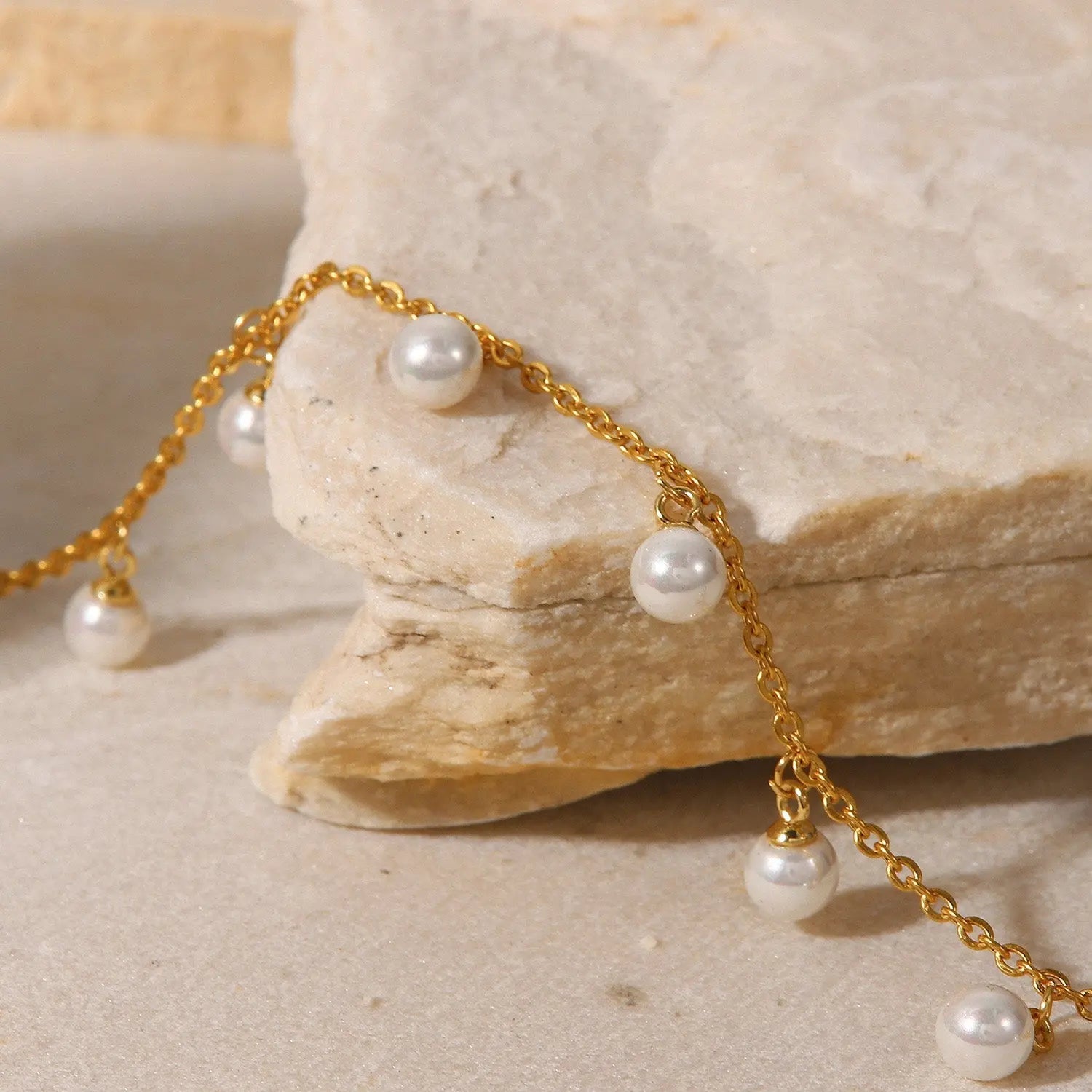 Pearl 18K Gold-Plated Charm Anklet - Celeste    