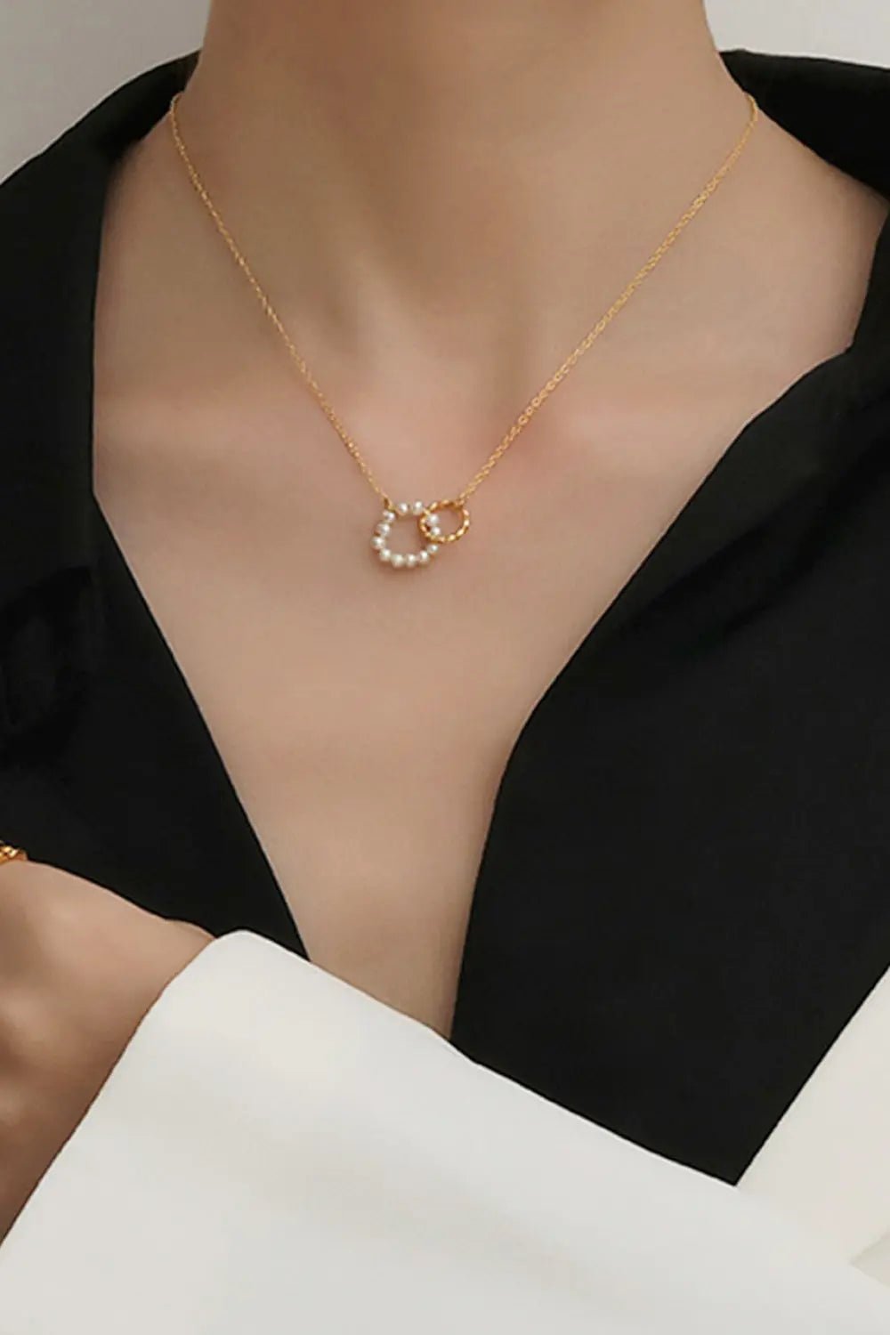 Pearl Hoop Link Pendant Necklace - Celeste    