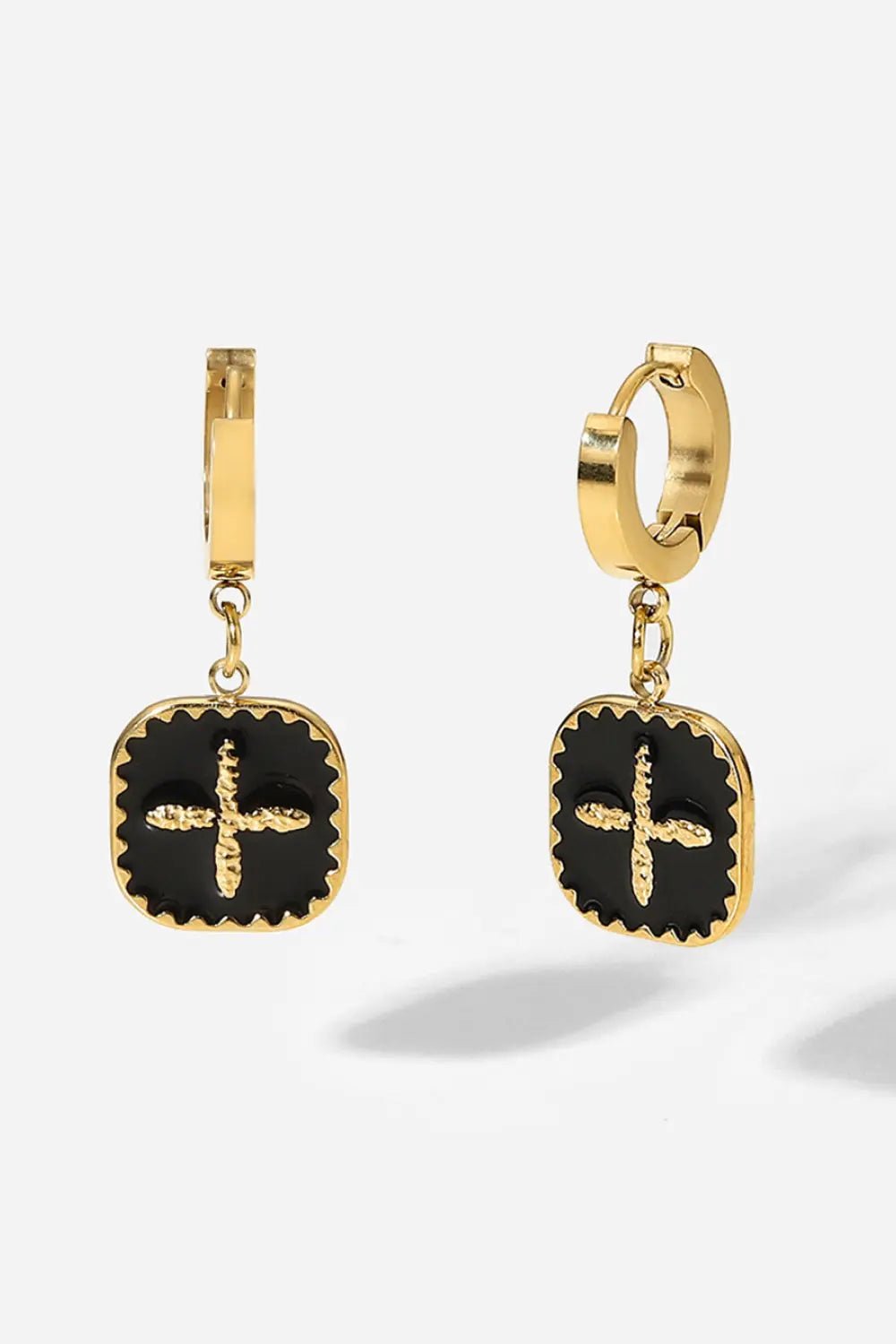Plus Sign Square Shape Drop Earrings - Celeste    