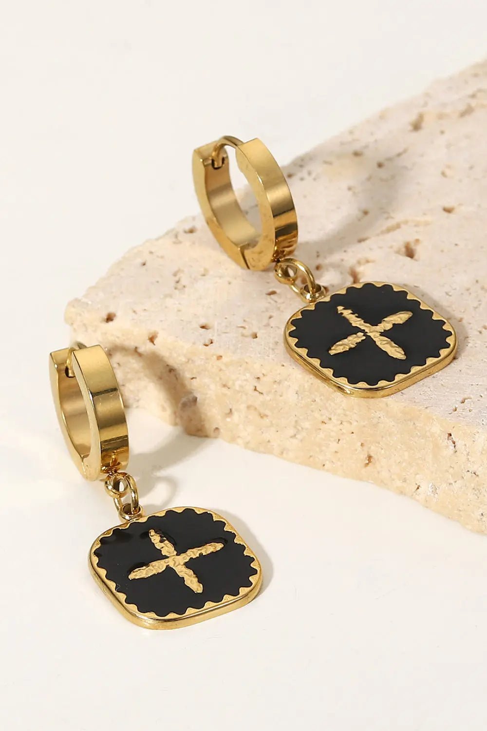 Plus Sign Square Shape Drop Earrings - Celeste    
