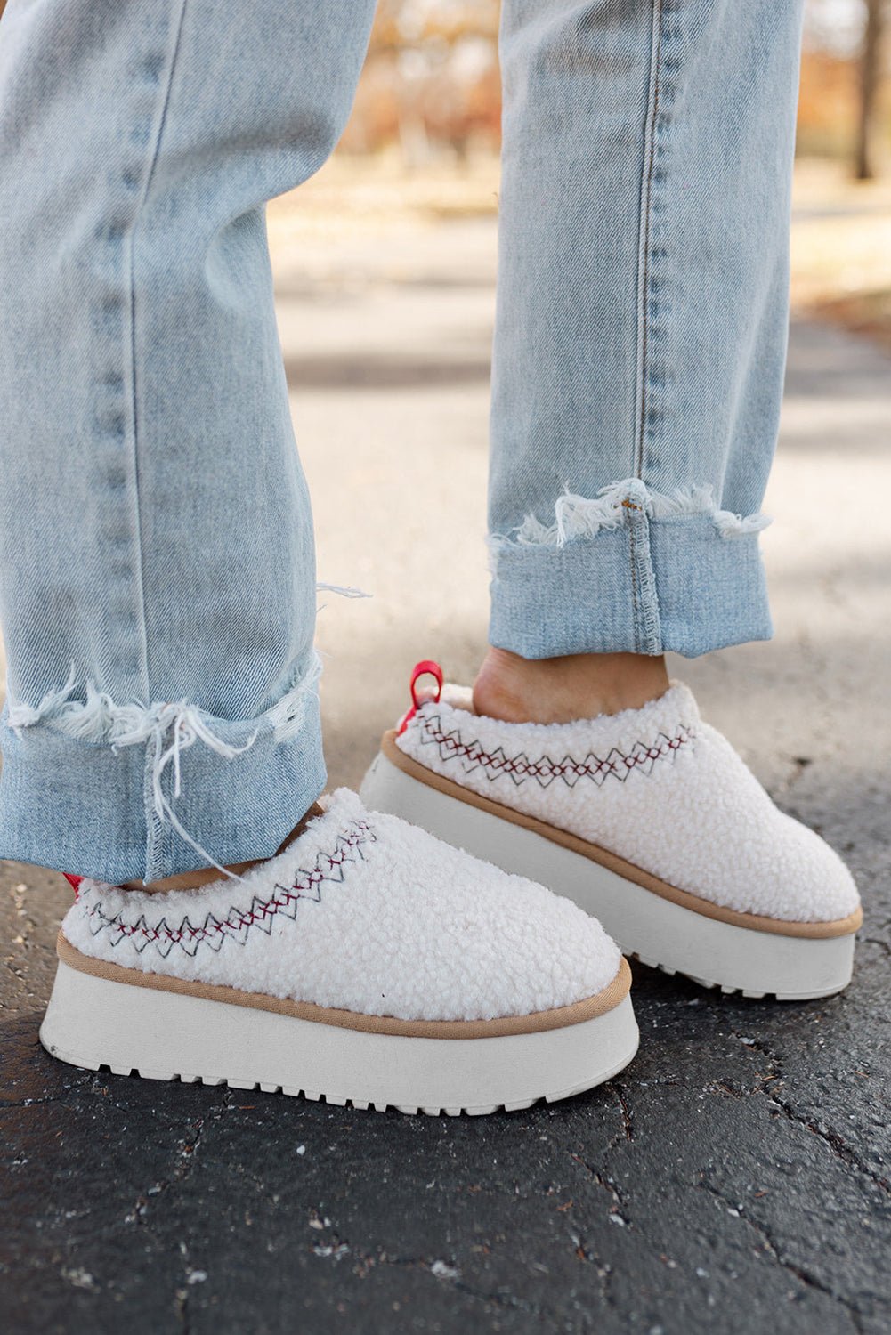 Plush Slide On Shoes - Winter White - Celeste  Shoes & Bags/Slippers  