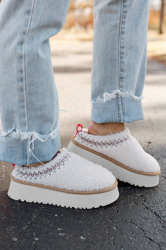 Plush Slide On Shoes - Winter White - Celeste  Shoes & Bags/Slippers  