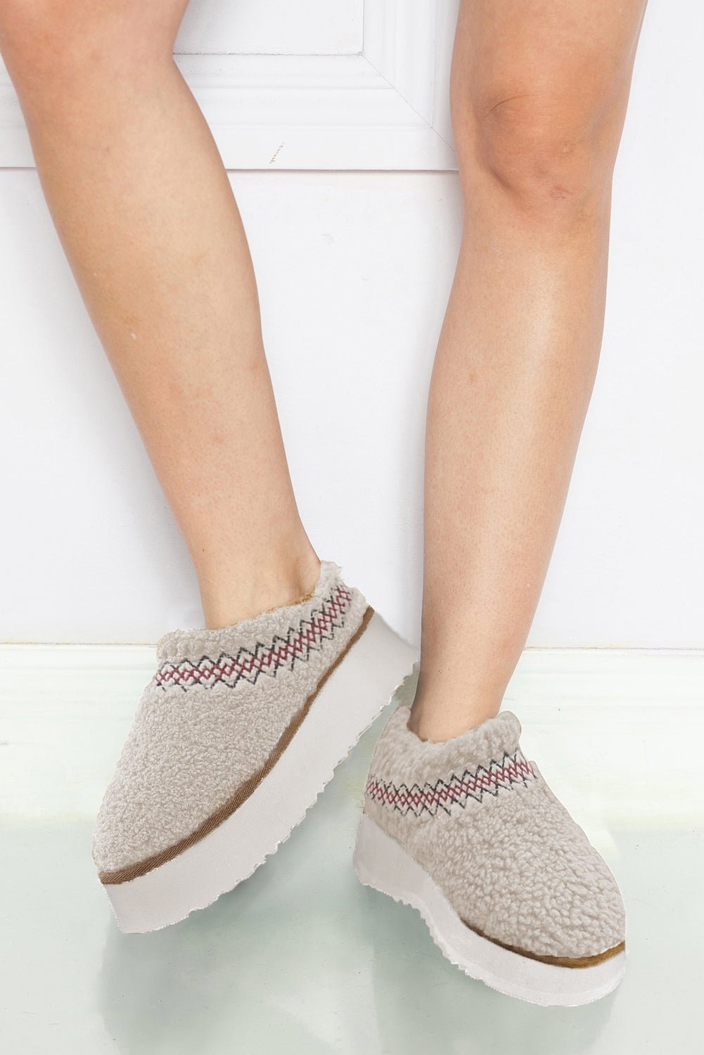 Plush Slide On Shoes - Winter White - Celeste  Shoes & Bags/Slippers  