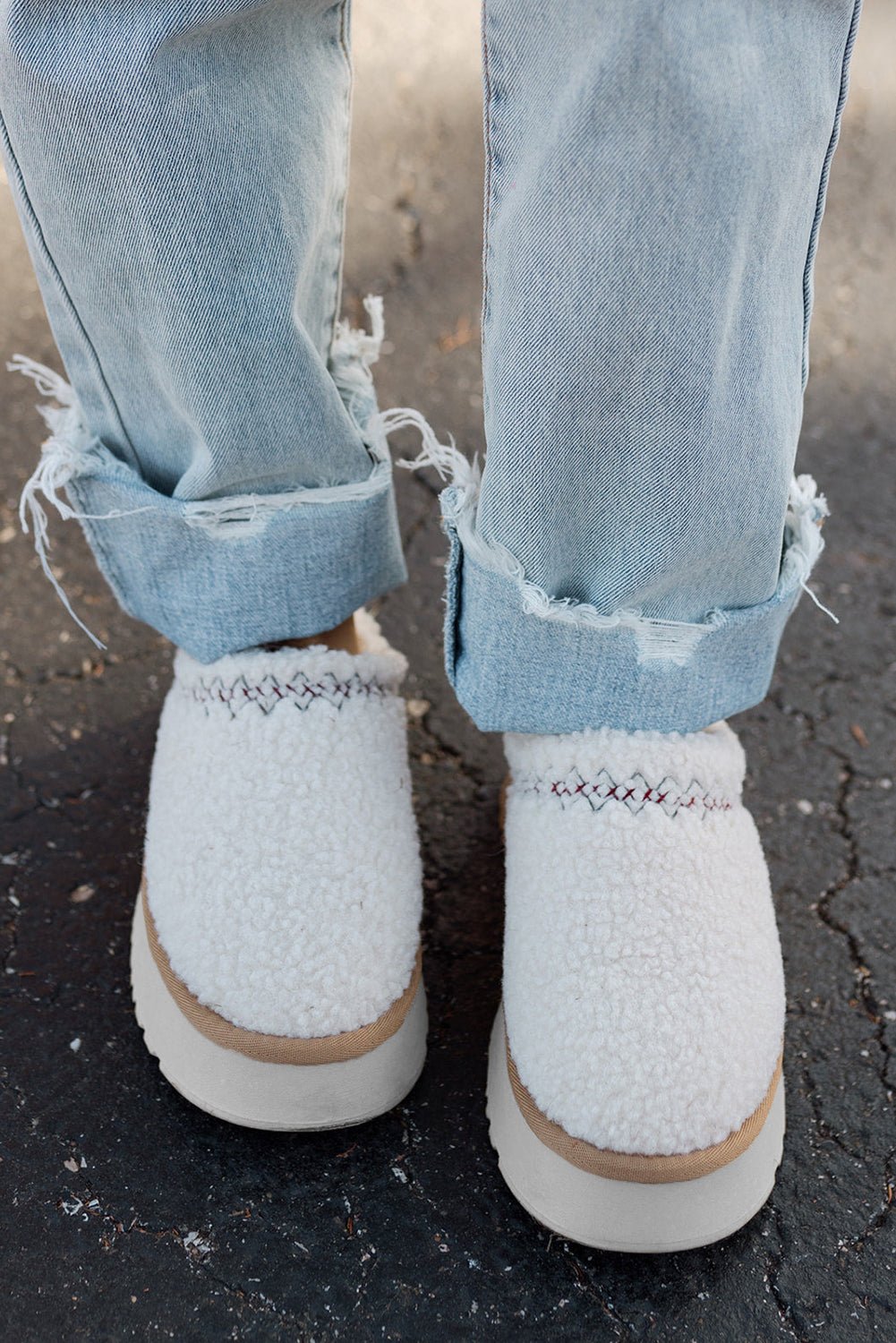 Plush Slide On Shoes - Winter White - Celeste  Shoes & Bags/Slippers  