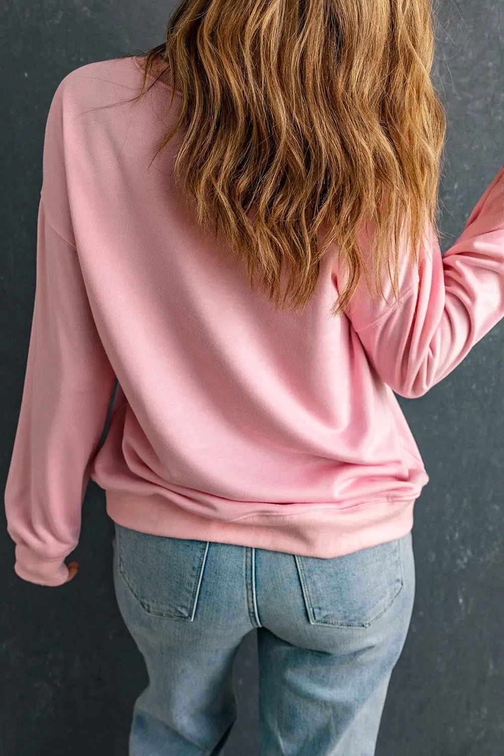 Pumpkin Round Neck Long Sleeve Sweatshirt - Celeste    