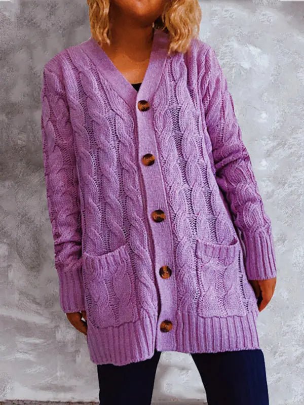 Purple Button-Down Cardigan Sweater - Celeste    