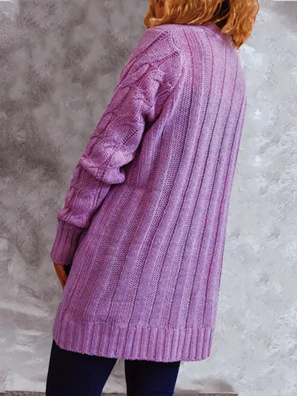 Purple Button-Down Cardigan Sweater - Celeste    