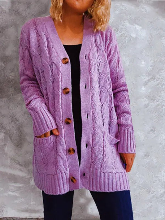 Purple Button-Down Cardigan Sweater - Celeste    