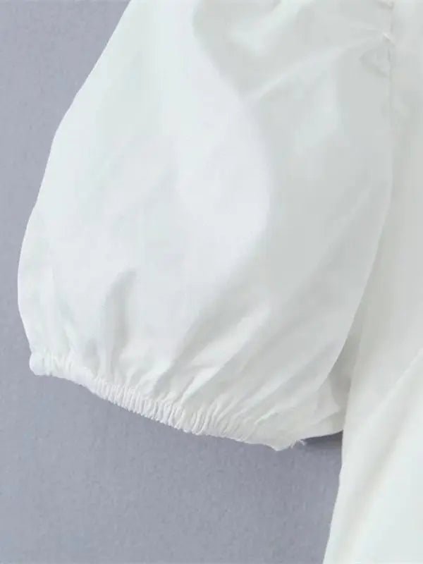 Retro White Crop Tank - Celeste    