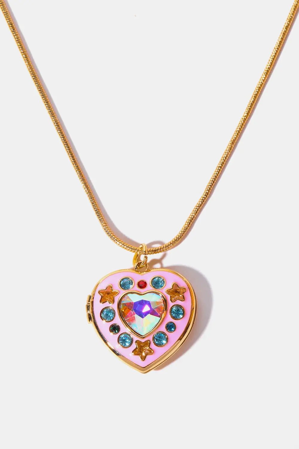 Rhinestone Decor Heart Box Pendant Necklace - Celeste    