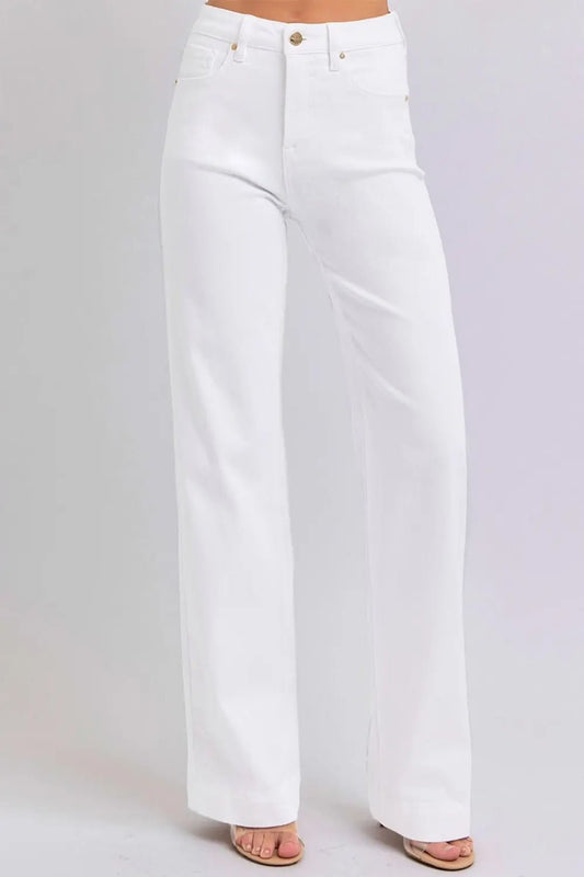 RISEN Full Size High Waist Straight Jeans - Celeste    