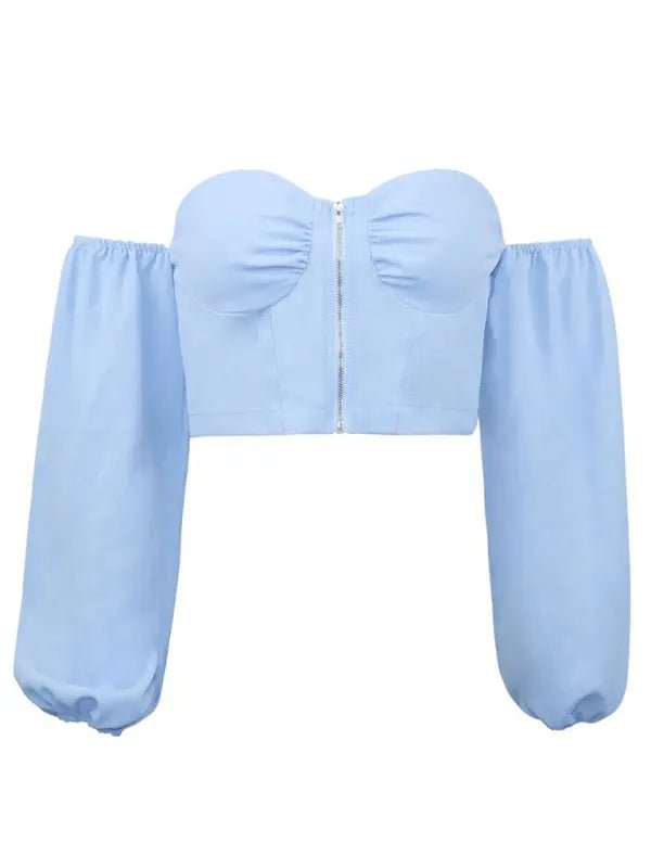Sassy - Off-The-Shoulder Top - Celeste    