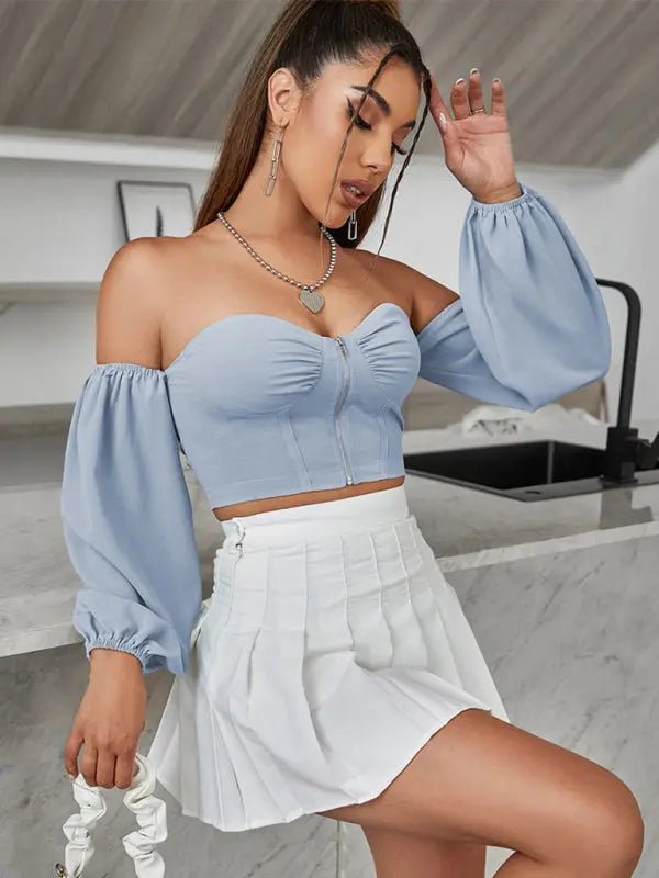Sassy - Off-The-Shoulder Top - Celeste    