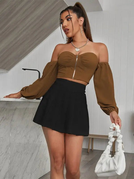 Sassy - Off-The-Shoulder Top - Celeste    