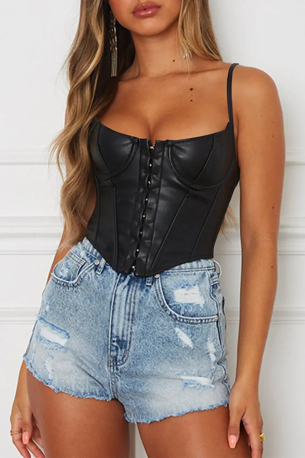 Scoop Neck Spaghetti Strap Cami - Celeste    