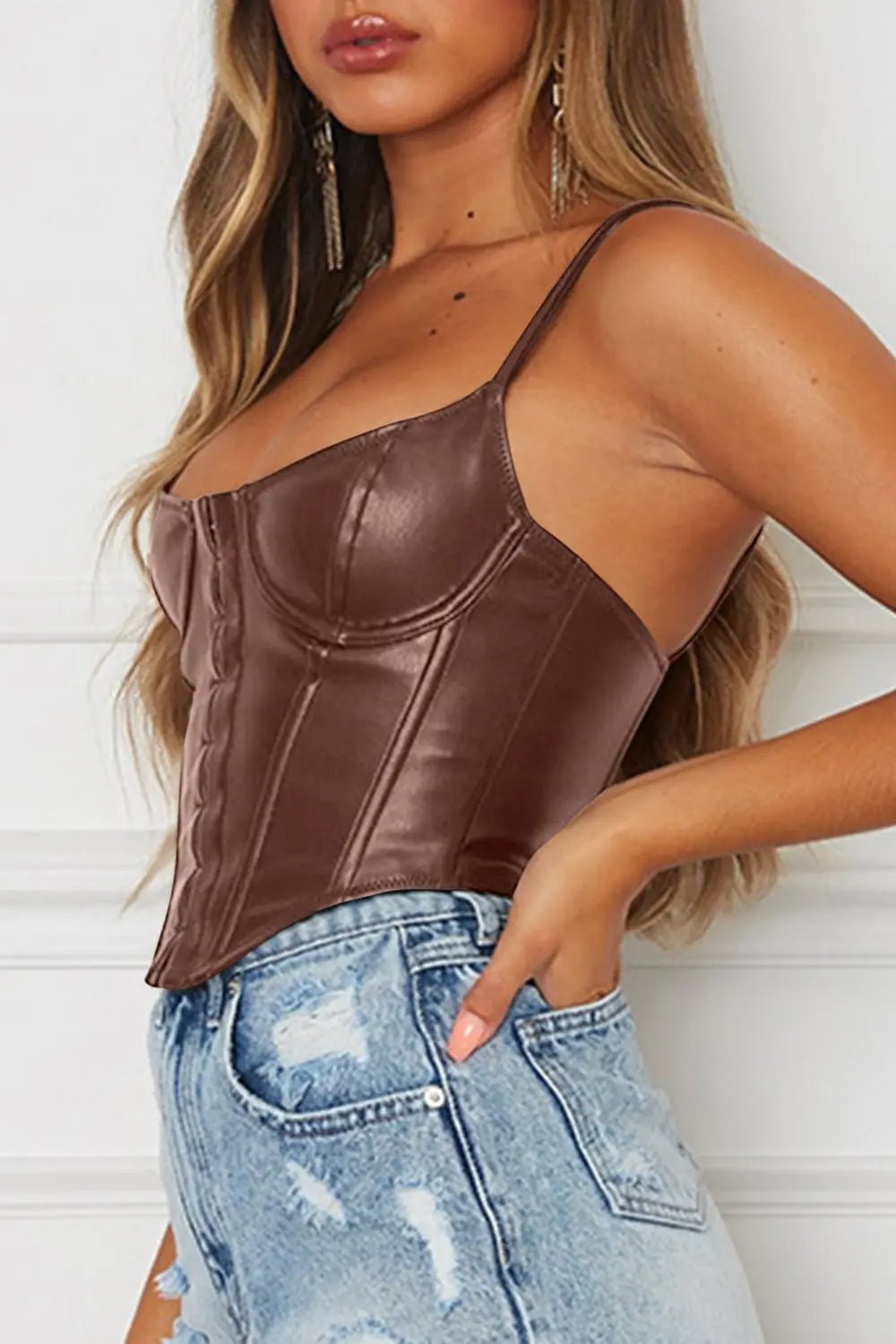 Scoop Neck Spaghetti Strap Cami - Celeste    