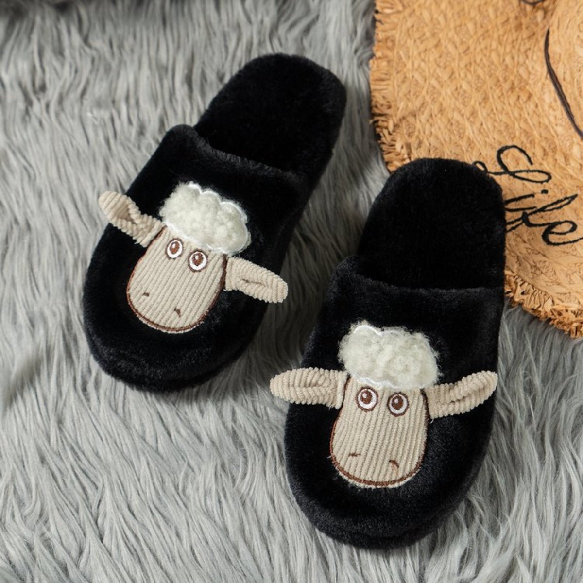 Sheep Round Toe Slippers - Celeste    