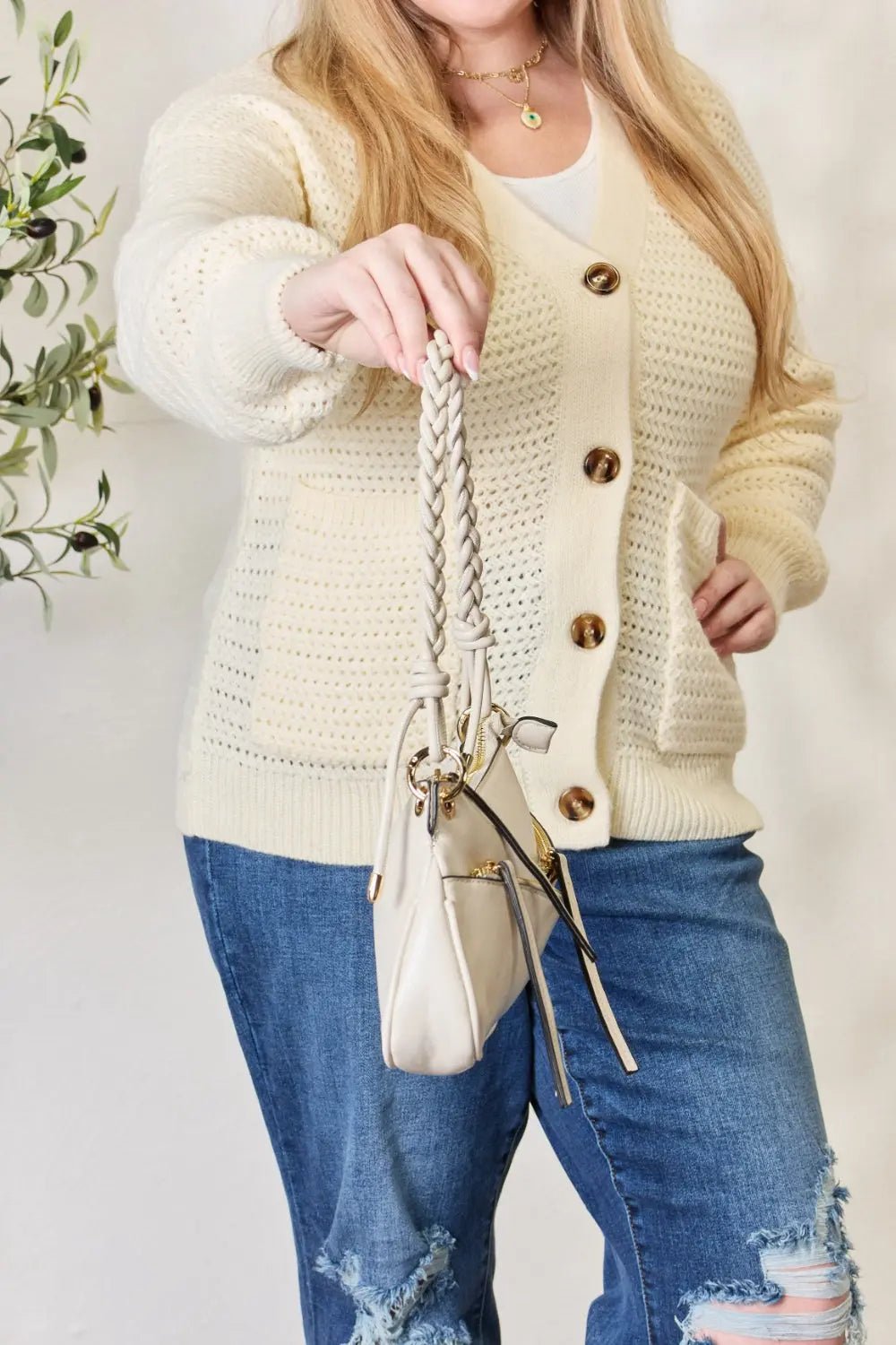 SHOMICO Braided Strap Shoulder Bag - Celeste    
