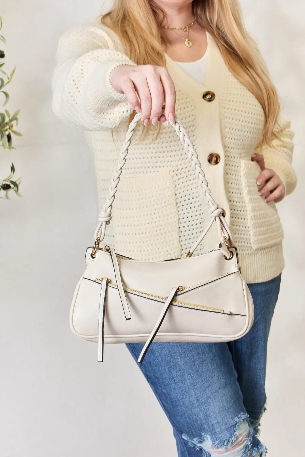SHOMICO Braided Strap Shoulder Bag - Celeste    