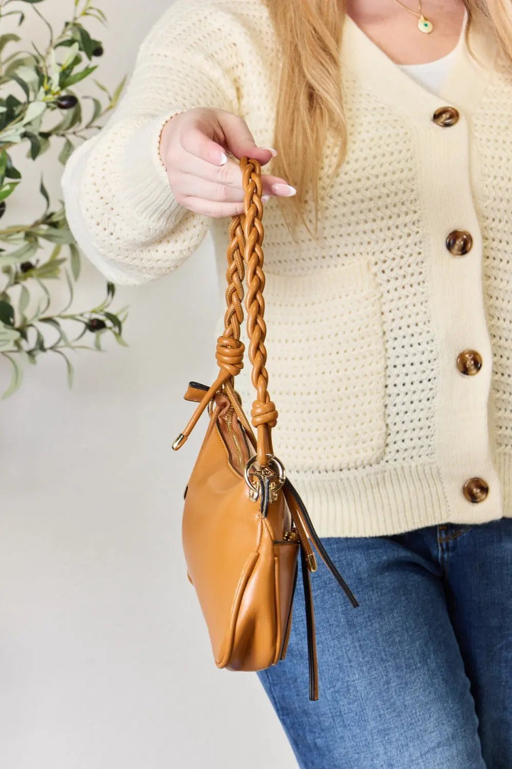 SHOMICO Braided Strap Shoulder Bag - Celeste    