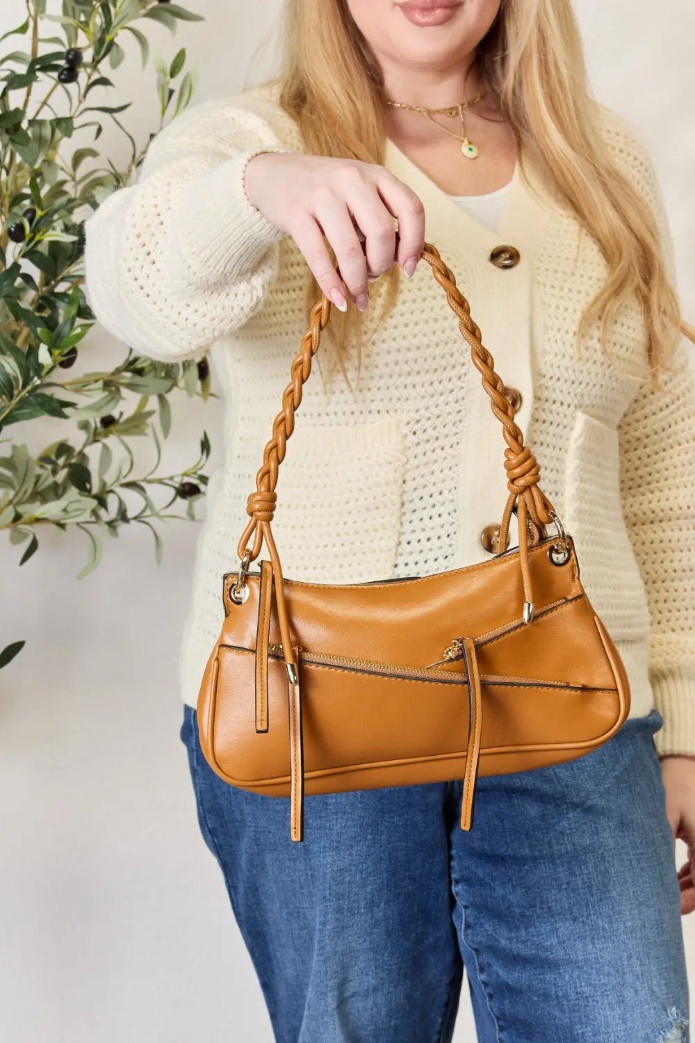 SHOMICO Braided Strap Shoulder Bag - Celeste    
