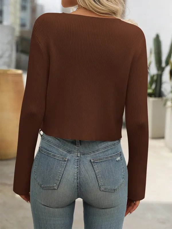 Solid Long Sleeve Zipper Cardigan Sweater - Celeste    