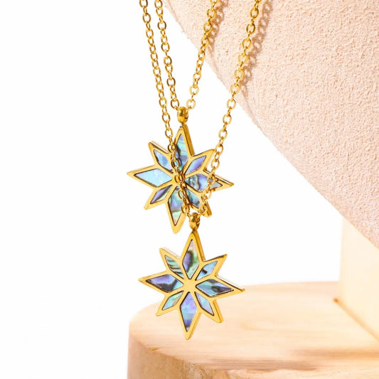 Stainless Steel Abalone Shell Pendant Necklace - Celeste    