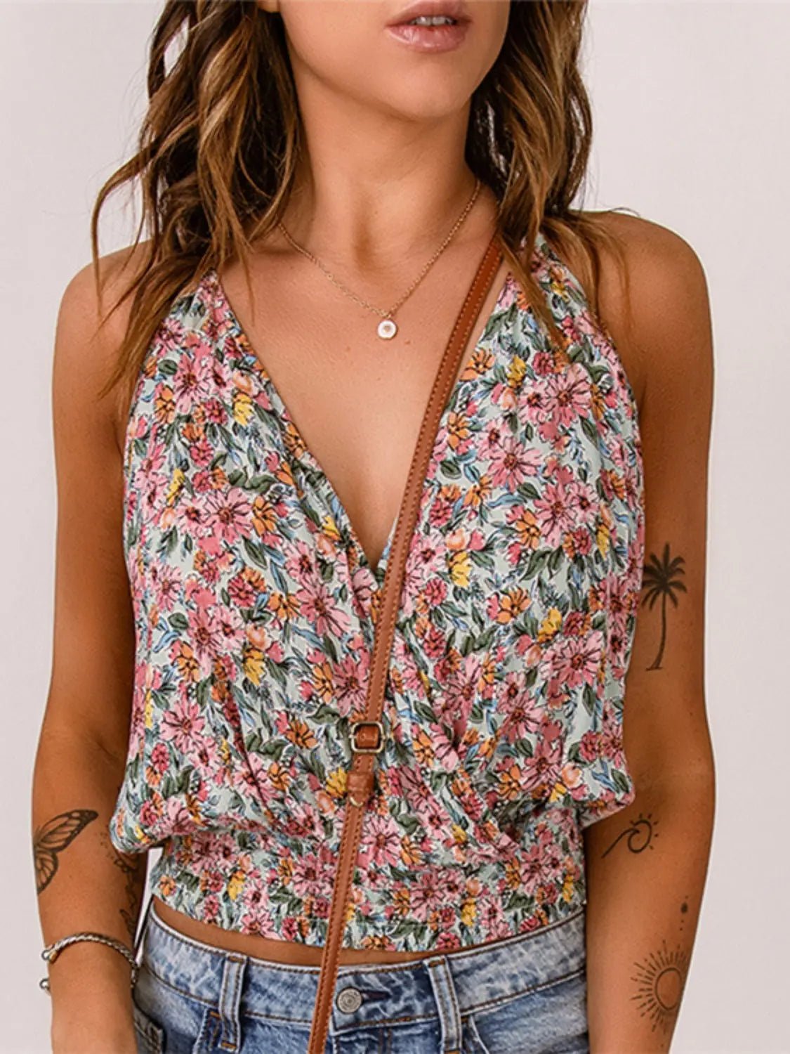Surplice Floral Cami - Celeste    