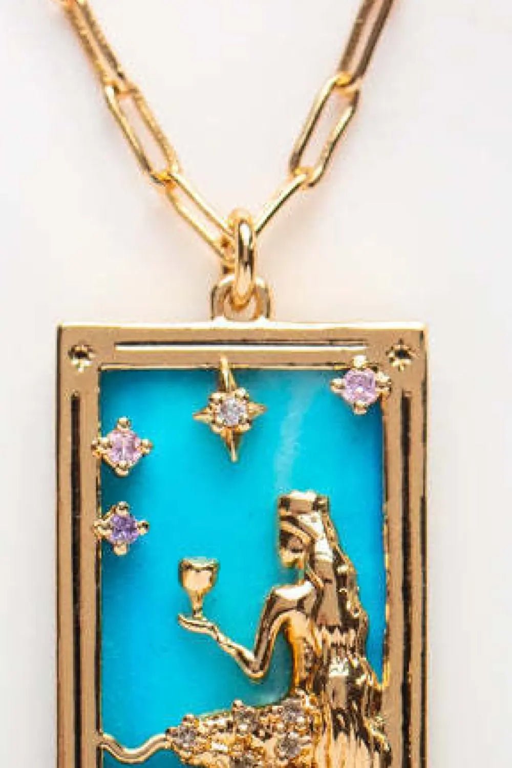Tarot Card Pendant Stainless Steel Necklace - Celeste    
