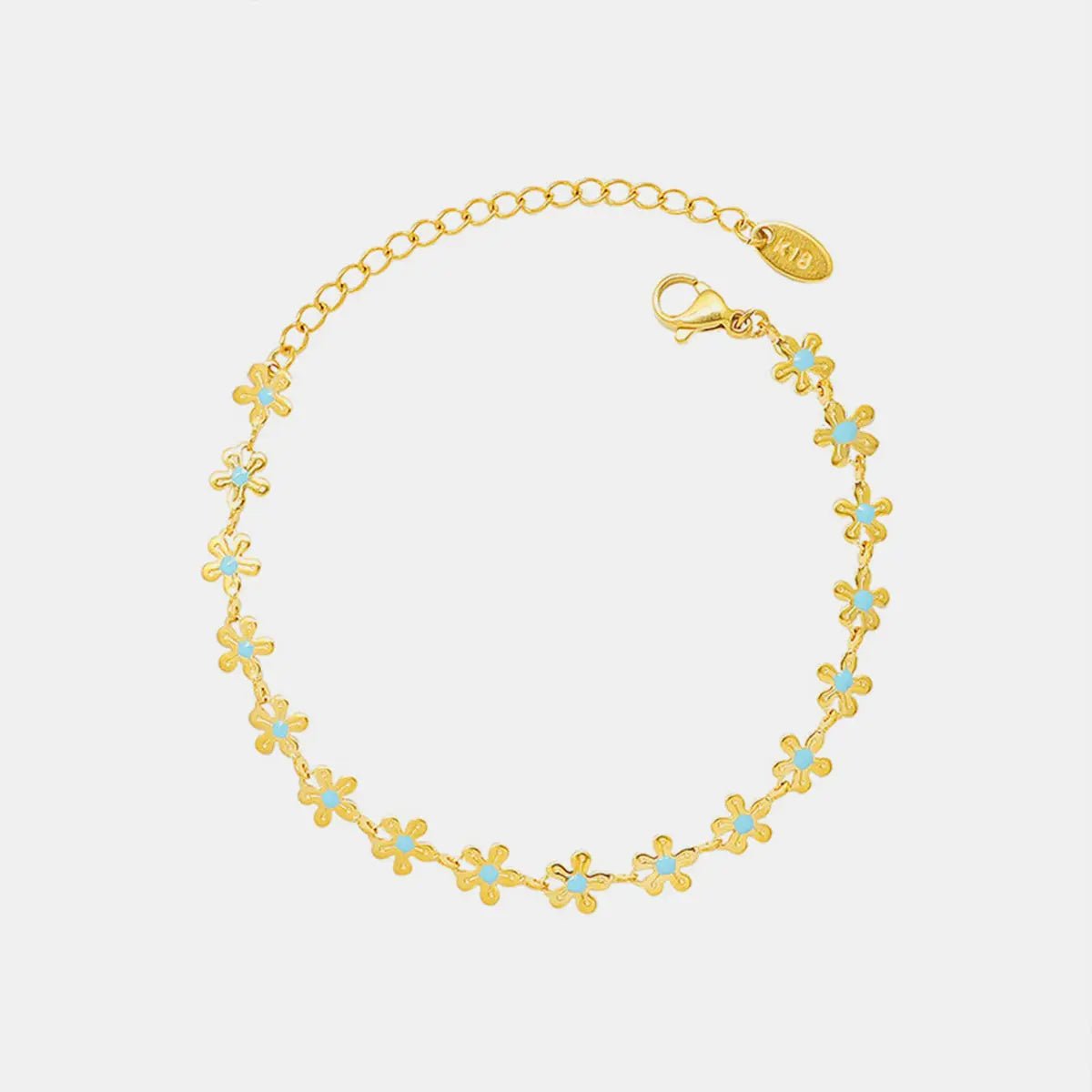 Titanium Steel Drip Oil Flower Bracelet - Celeste    